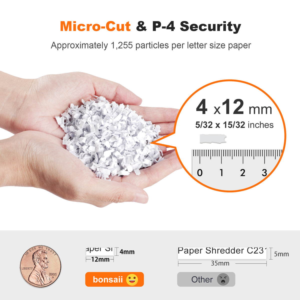 Distruggidocumenti Bonsaii C231-D - Microtaglio, 100 Fogli Automatico, Sicurezza P-4, Cestino 16L - Foto 3
