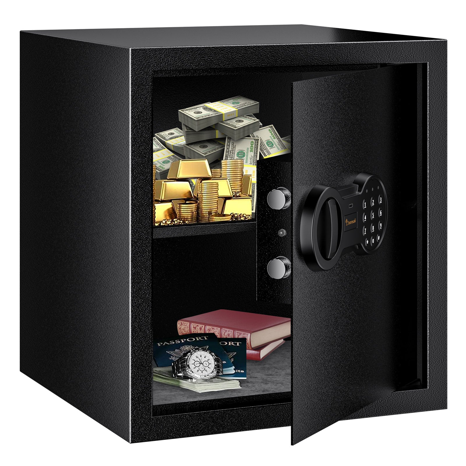 Bonsaii Safe, 0.6 Cubic Safe Box With Electronic Keypad, Removable Shelf, For Valuables Jewelry And Documents In Home, Hotel, Or Business, 9.84" X 13.78" X 9.84" Inches, SF002 - View #7