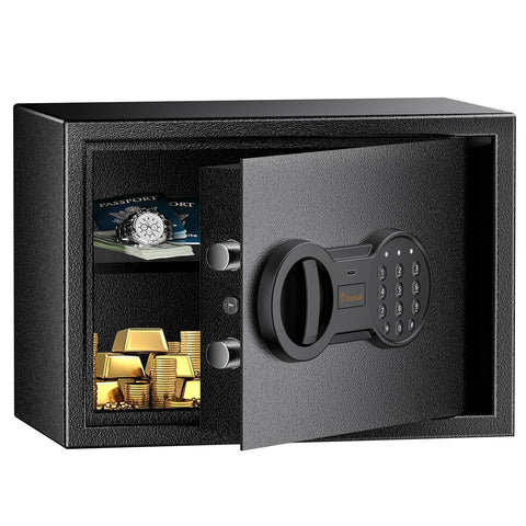 Bonsaii Safe Box, Home Safe with Electronic Digital Keypad, Personal Steel Lock Box with Removable Shelf, SF002