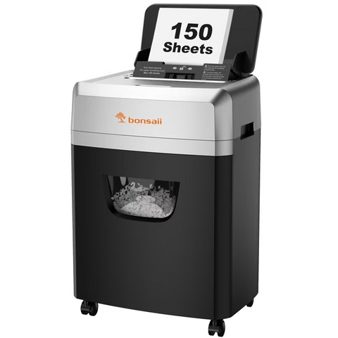 Bonsaii 150-Sheet Auto Feed Micro-Cut Paper Shredder, 60-Minute Nonstop Heavy Duty Shredder for Office, 6 Gallon Bin, C290-A