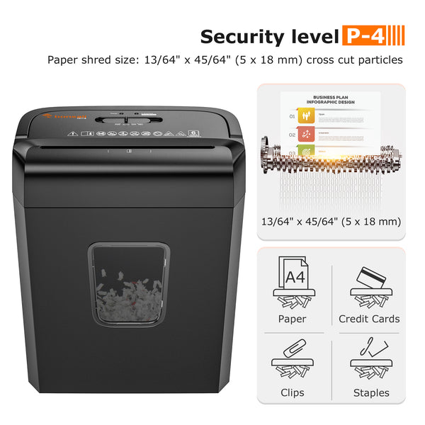 Bonsaii 6-Sheet Cross Cut Paper Shredder for Home Office Use Shredder