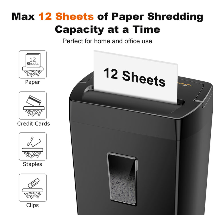 Bonsaii 12-Sheet Cross Cut Paper Shredder for Home Office Use with 5.5