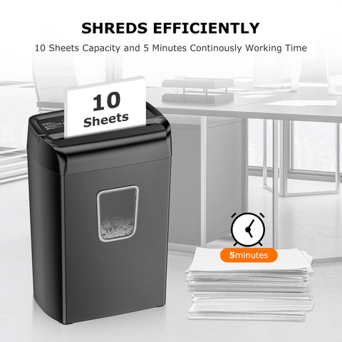 Bonsaii 10-Sheet Cross Cut Paper Shredder for Home Office Use with 5.5-Gallon Wastebasket C279-A