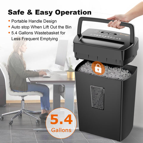 Bonsaii 12 Sheet Cross Cut Paper Shredder with 5.5 Gallons Wastebasket Home Office Use