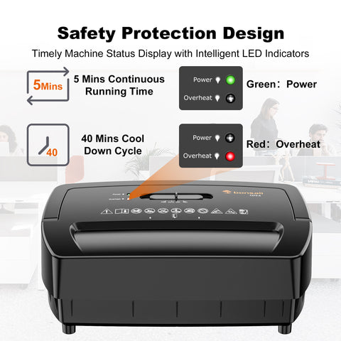 Bonsaii 12-Sheet Cross Cut Paper Shredder for Home Office Use with 5.5 Gals Wastebasket (BS-275A)