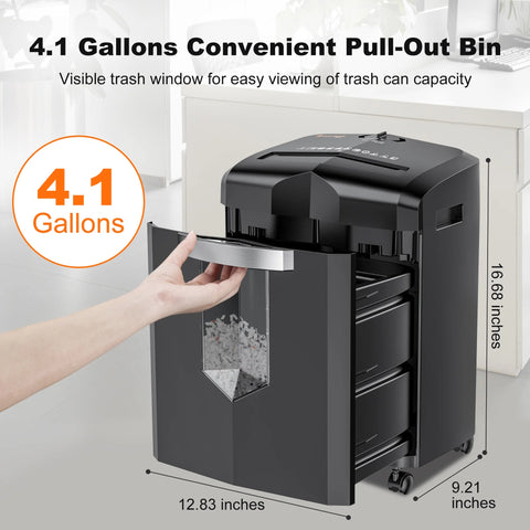 Bonsaii 12 Sheet Micro Cut Paper Shredder Heavy Duty 60 Mins with 4 Casters & 4.2 gal Pullout Bin