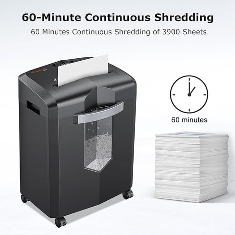 Bonsaii 12 Sheet Micro Cut Paper Shredder with 4 Casters & 4.2 gal Pullout Bin C266-B