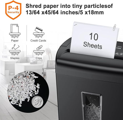 Bonsaii C209-D 10-Sheet Cross-Cut Credit Card Paper Shredder for Home Office Use, 5.5-Gallon Wastebasket with Transparent Window