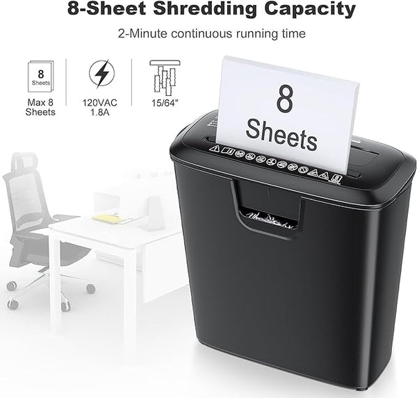 Bonsaii Paper Shredder for Home Use, 8-Sheet Strip Cut Home Office Shr