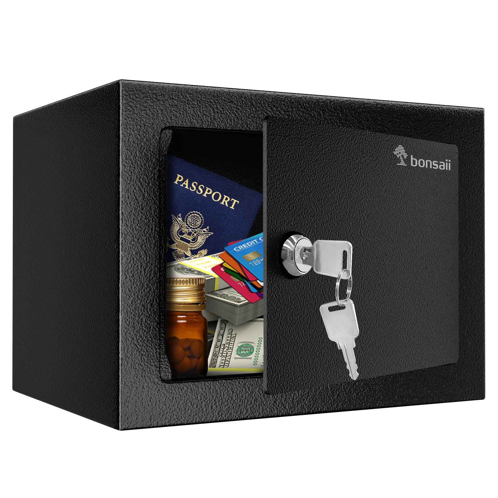 Bonsaii 0.22 Cubic Feet Small Safe with Key Lock, Security Hidden Safe