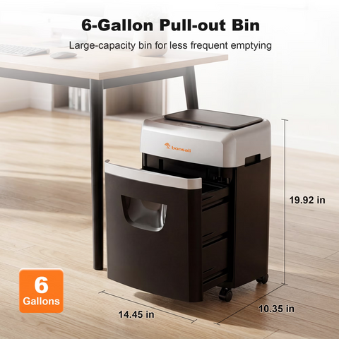 Bonsaii 150-Sheet Auto Feed Micro-Cut Paper Shredder, 60-Minute Nonstop Heavy Duty Shredder for Office, 6 Gallon Bin, C290-A