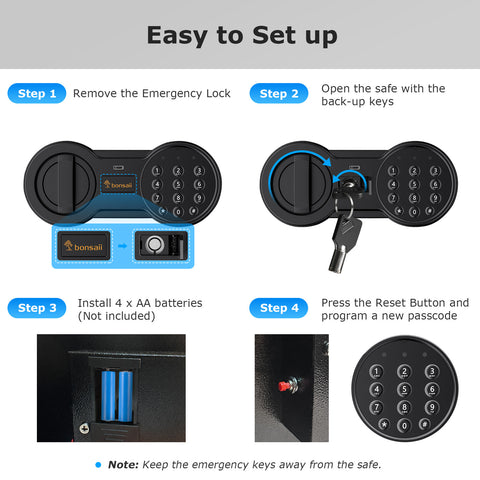 Bonsaii Safe Box, Money Safe with Digital Keypad Lock Home Safe Box with Removable Shelf, Steel Security Cabinet Safes for Home, Hotel, Office, Valuables, SF003