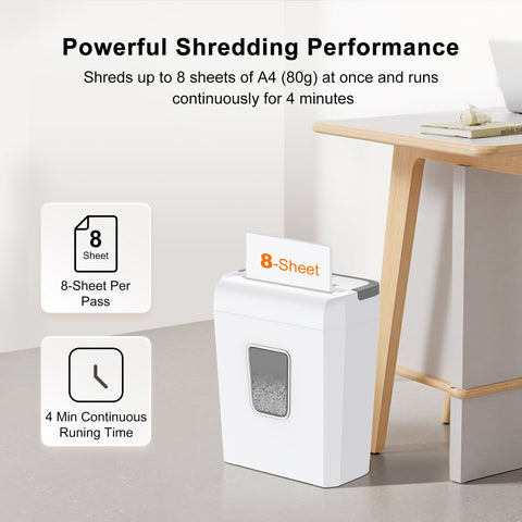 Bonsaii Paper Shredder, 8-Sheet Cross-Cut, P-4 Security, 5x18mm Particle Size, Shreds Credit Cards, Staples, Overheat Protection, 13L Bin for Home and Office, C277-C