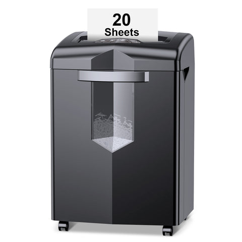 Bonsaii Heavy Duty Paper Shredder 20-Sheet 40-Minute Cross-Cut Office Shredder for Commercial Use, Shred CDs/Credit Cards (BS-144D)