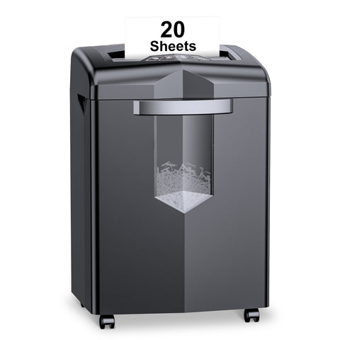 Bonsaii Heavy Duty Paper Shredder 20-Sheet 40-Minute Cross-Cut Office Shredder for Commercial Use, Shred CDs/Credit Cards (BS-144D)