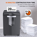 Bonsaii Heavy Duty Paper Shredder 20-Sheet 40-Minute Cross-Cut Office Shredder for Commercial Use, Shred CDs/Credit Cards (BS-144D)