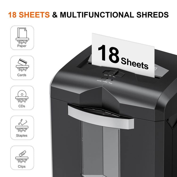 Bonsaii Paper Shredder 18-Sheet Cross-Cut Shredders for Home Office wi