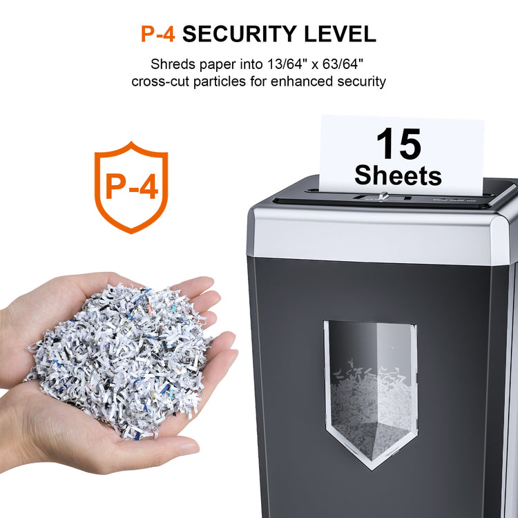 Bonsaii 15-Sheet Home Office Paper Shredder Cross-Cut 40-Minute Heavy