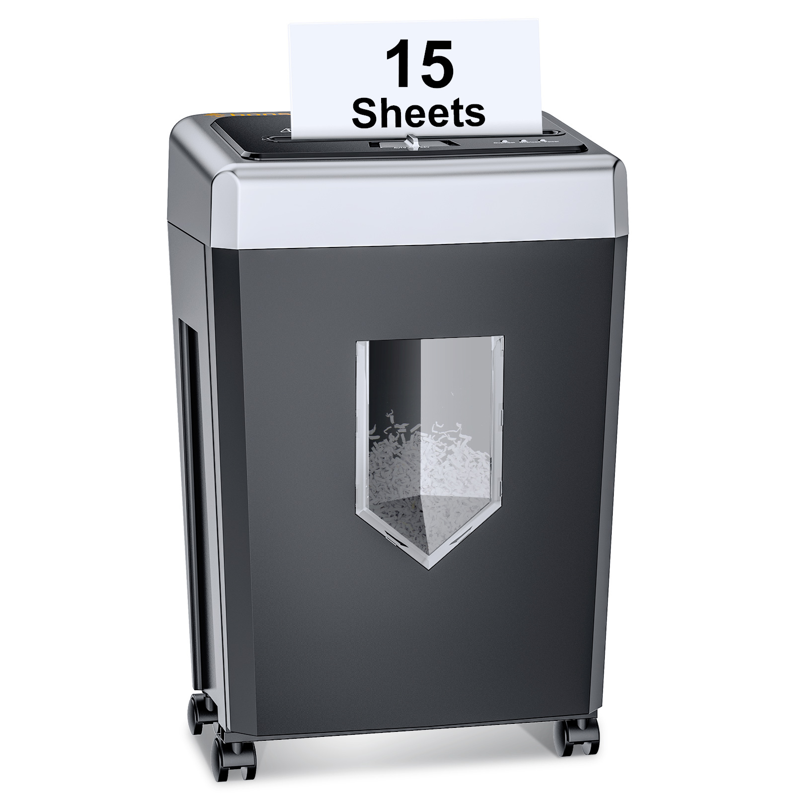 Bonsaii 15-Sheet Cross-Cut Office Paper Shredder 40-Minute Heavy Duty Shredder Shreds CDs/Credit Cards With 4 Casters (BS-169B)