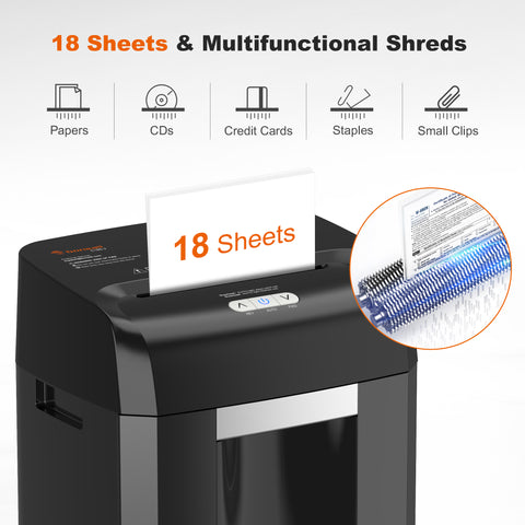 Bonsaii Paper Shredder 18-Sheet Cross Cut Heavy Duty Shredder for Home Office Use, C185-J
