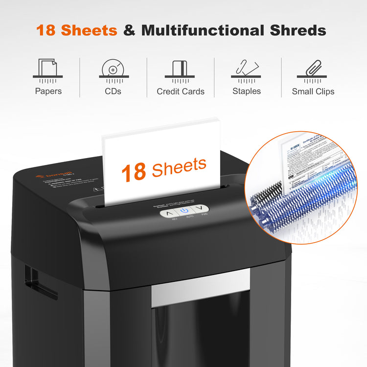 Bonsaii Paper Shredder 18-Sheet Cross Cut Heavy Duty Shredder for Home