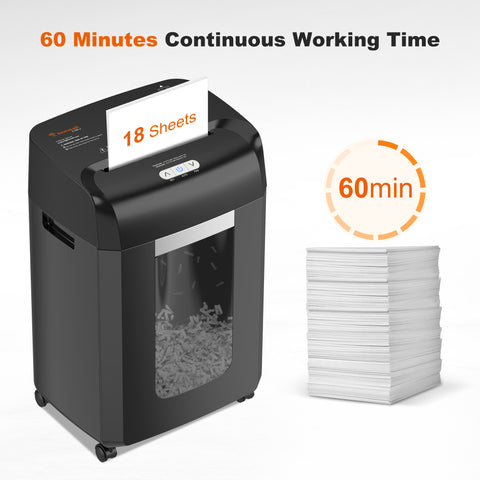 Bonsaii Paper Shredder 18-Sheet Cross Cut Heavy Duty Shredder for Home Office Use, C185-J