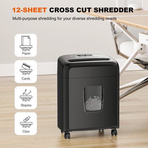 Bonsaii 12-Sheet Cross Cut Paper Shredder with 4-Gallon Pullout Bin, C206-H