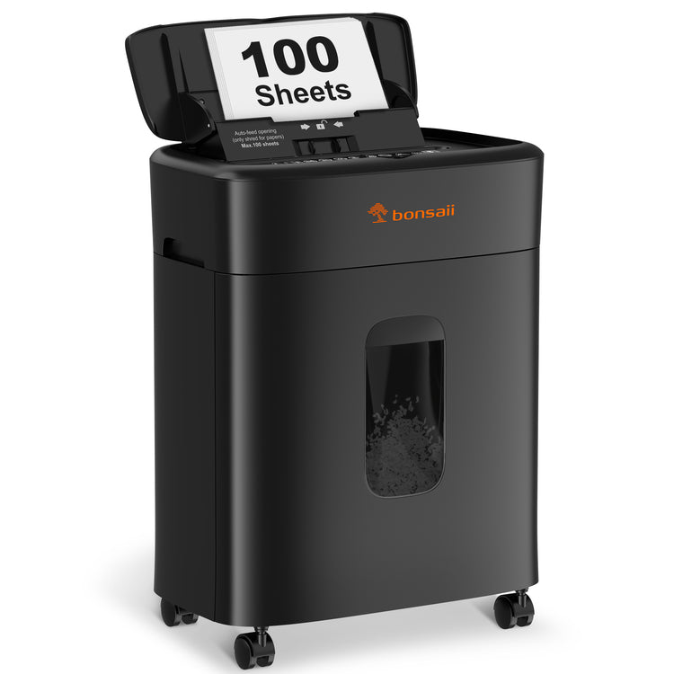 Bonsaii 100-Sheet Auto-Feed Shredder | P-4 Micro-Cut Security, 10-Min