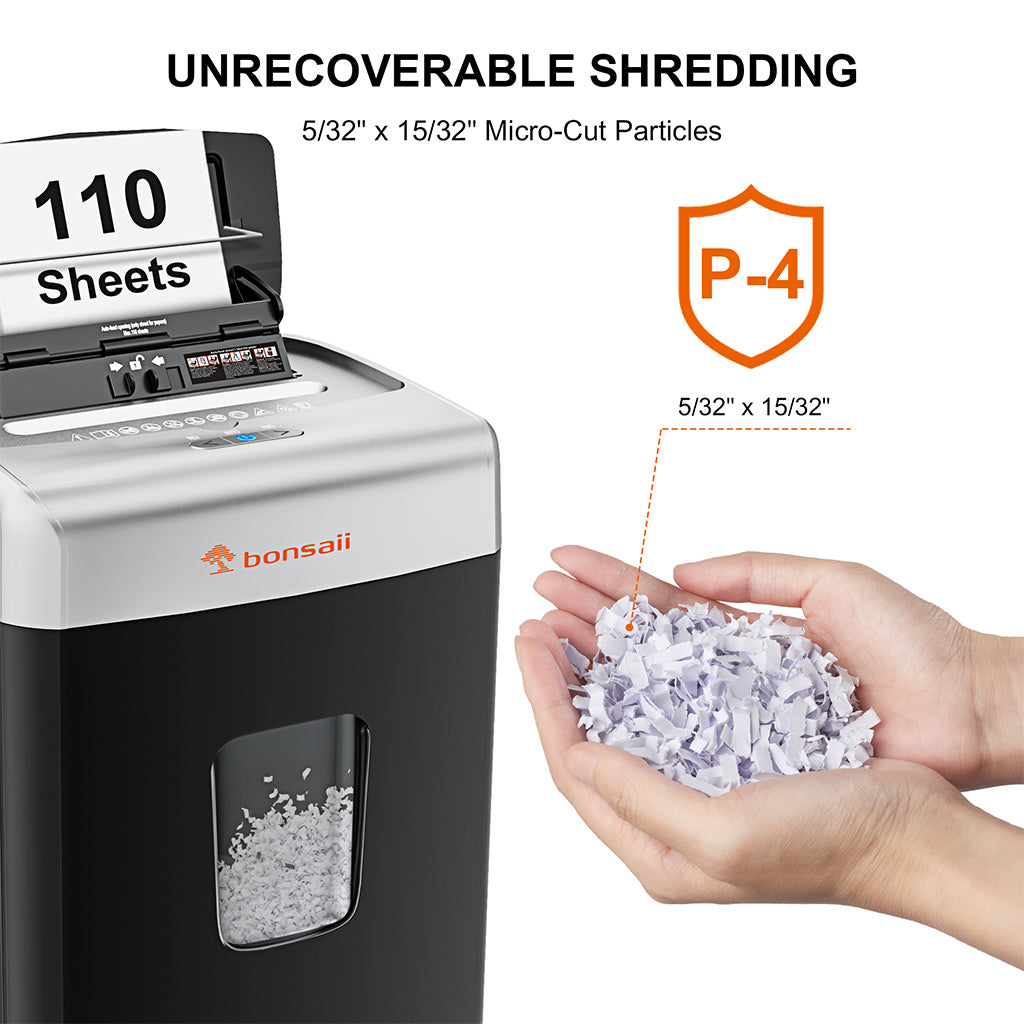 Bonsaii 110Sheet Micro Cut Paper Shredder Auto Feeder Heavy Duty Pape