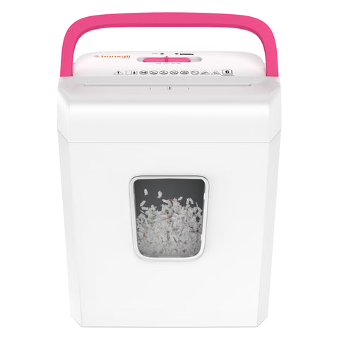 Bonsaii 6-Sheet Cross-Cut Paper Shredder for Home Office Use, White+Pink (C277-B )