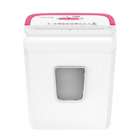 Bonsaii 6-Sheet Cross-Cut Paper Shredder for Home Office Use, White+Pink (C277-B )