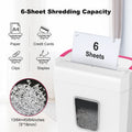 Bonsaii 6-Sheet Cross-Cut Paper Shredder for Home Office Use, White+Pink (C277-B )