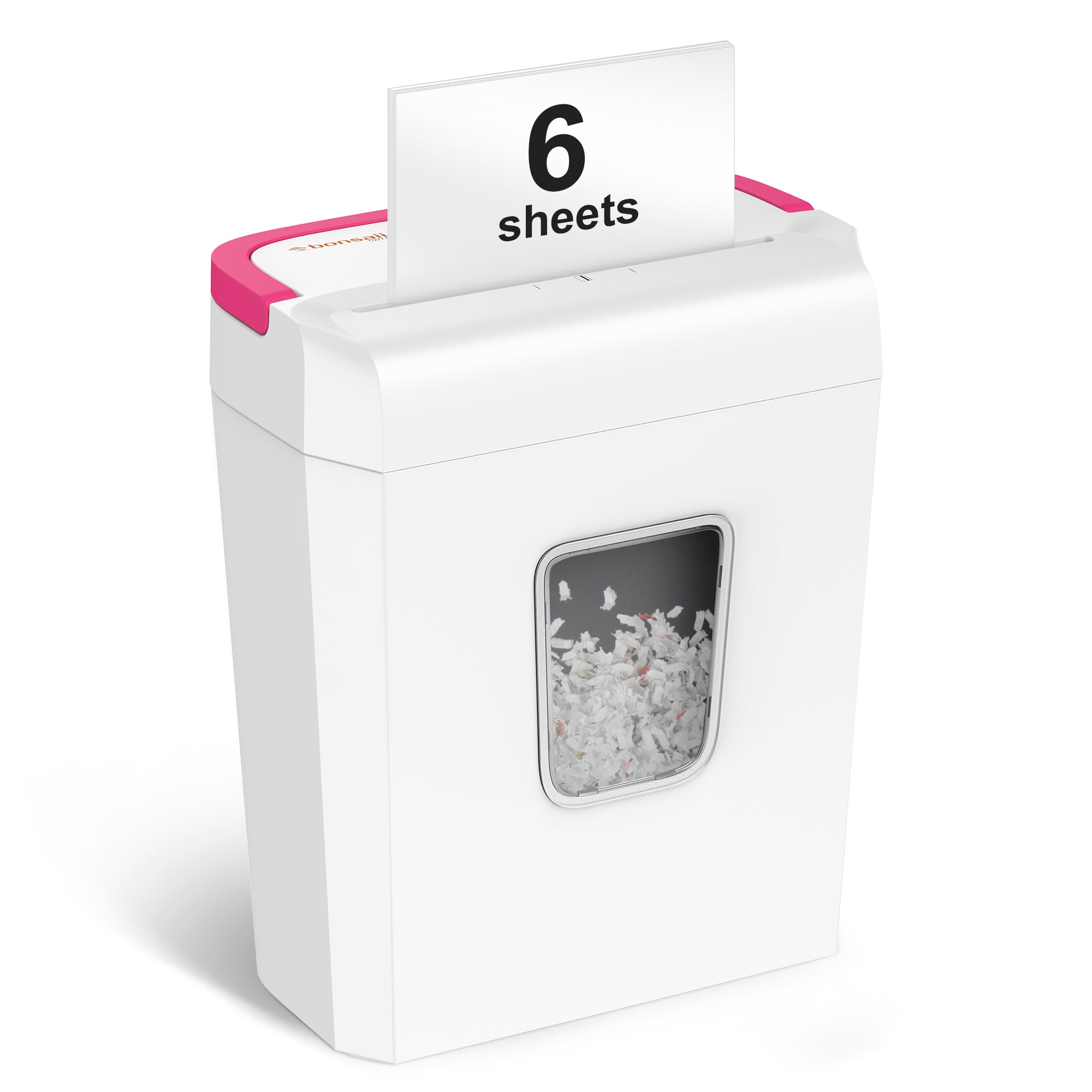 Bonsaii 6-Sheet Cross-Cut Paper Shredder for Home Office Use, White+Pi