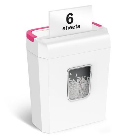 Bonsaii 6-Sheet Cross-Cut Paper Shredder for Home Office Use, White+Pink (C277-B )