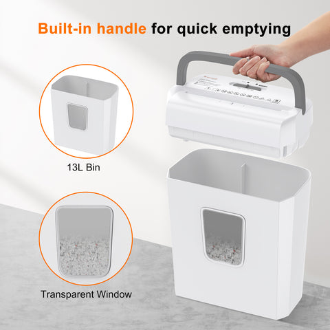 Bonsaii Paper Shredder, 8-Sheet Cross-Cut, P-4 Security, 5x18mm Particle Size, Shreds Credit Cards, Staples, Overheat Protection, 13L Bin for Home and Office, C277-C
