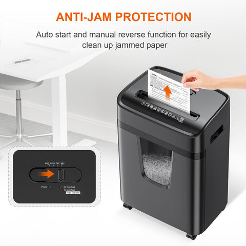 Bonsaii Paper Shredder 12 Sheets Cross Cut Shredder Credit Card Shredders for Home Office Use, Black