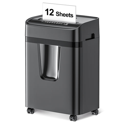 Bonsaii Paper Shredder 12 Sheets Cross Cut Shredder Credit Card Shredders for Home Office Use, Black