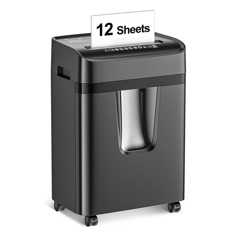 Bonsaii Paper Shredder 12 Sheets Cross Cut Shredder Credit Card Shredders for Home Office Use, Black