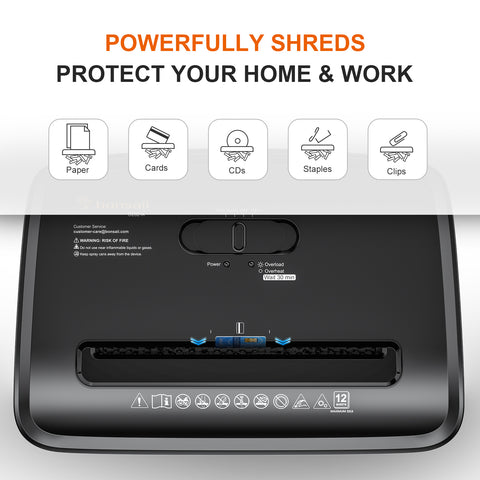 Bonsaii Paper Shredder 12 Sheets Cross Cut Shredder Credit Card Shredders for Home Office Use, Black