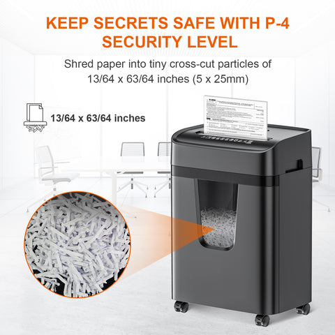 Bonsaii Paper Shredder 12 Sheets Cross Cut Shredder Credit Card Shredders for Home Office Use, Black
