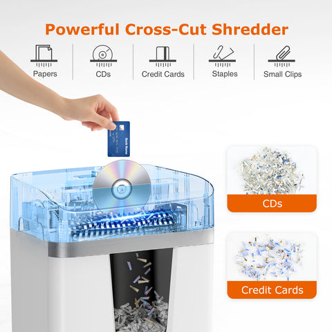 Bonsaii Paper Shredder 12-Sheet, P-4 Cross-Cut, Shreds CD/Paper/Credit Cards/Staples, 20L Bin, 15-Min Continuous Run, for Office and Home, C282-A