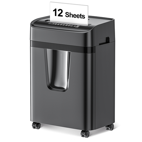 Bonsaii Paper Shredder 12 Sheets Cross Cut Shredder Credit Card Shredders for Home Office Use, Black