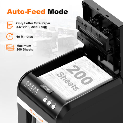 Bonsaii C283-A AutoFeed Shredder | 200-Sheet Auto-Feed & 12-Sheet Manual Micro-Cut Shredder