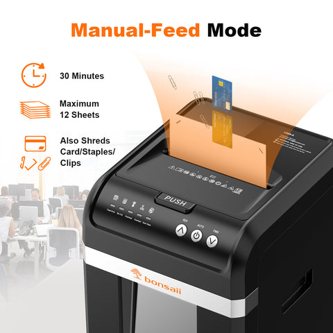 Bonsaii C283-A AutoFeed Shredder | 200-Sheet Auto-Feed & 12-Sheet Manu