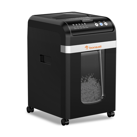 Bonsaii Paper Shredder 200-Sheet Auto-Feed Commercial Shredder | Heavy Duty 60-Min Nonstop and Independent Manual 12-Sheet Inlet,  8.1-Gallon Bin, P-4 Security Micro-Cut Shredder, C283-A