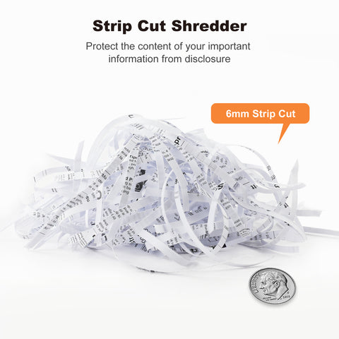 Bonsaii Paper Shredder, 6mm Strip Cut, Up to 6 Sheets, Compatible with 28-42cm Bins, Shreds Paper & Credit Cards, Overheat Protection, 3 Modes, S119-A