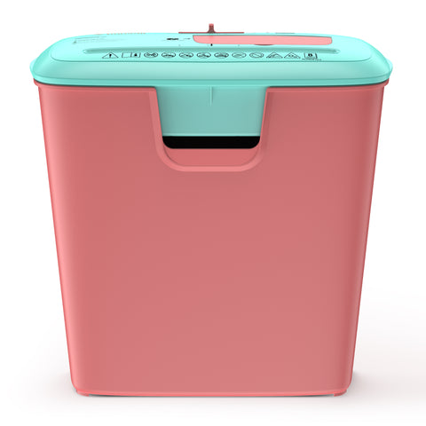 Bonsaii 8-Sheet Strip Cut Paper Shredder with 3.4 Gallons Wastebasket, Pink & Green (S120-C)