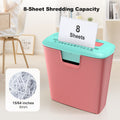 Bonsaii 8-Sheet Strip Cut Paper Shredder with 3.4 Gallons Wastebasket, Pink & Green (S120-C)