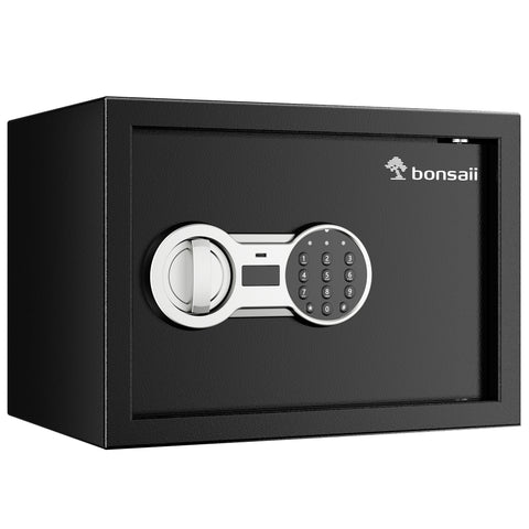 Bonsaii 0.6 Cubic Feet Safe Box Electronic Digital Security Money Documents Safe with Removable Shelf for Home Office Hotel,SF002-BLS