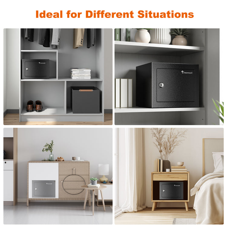 Bonsaii 0.22 Cubic Feet Safe Small Home Money Safe Box with Key Lock,
